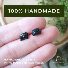 Designs by Nature Gems Handmade Unisex Black Tourmaline Stud Earrings Sterling Silver, October Birthstone