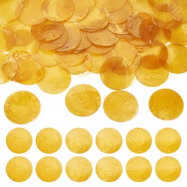 Spritewelry 50 Pcs Shell Charms Capiz Shells Charms Round Sea Shells for Crafting Hermit Crab Shells With 2 Holes for Crafting Wind Chimes Handcraft Home Decor (Yellow)