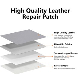 Self Adhesive Leather Repair Patch, 16 x 60 inch Leather Repair Tape, Leather Patches for Furniture, Vinyl Leather Repair Kit for Couches, Boat Seats, Furniture, Cars(Grey)