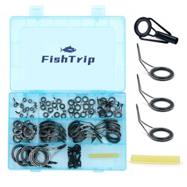 FishTrip - Kit de reparación de caña de pescar, 85 unidades, kit de reparación de punta de caña de pescar, anillo de cerámica de una sola pata, kit de repuesto