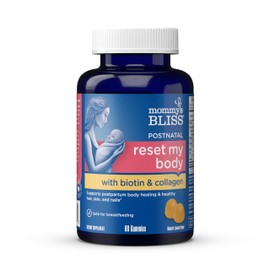 Mommy's Bliss Postnatal Support Reset My Body Gummies with Biotin & Collagen, Supports Postpartum Energy, Healing & Joint Health + Hair, Skin & Nails Health, Gluten Free, 60 Gummies (30 Servings)