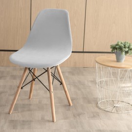 ANWUCHEN 4 Pack Mid Modern Dining Chair Covers, Velvet, Light Gray, Armless, Adjustable Height