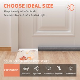 BKSAI Door Draft Stopper for Bottom of Door, Under Door Gap Filler/Seal for Big Gap, No Folding Required, Flexible Installation Door Sweep soundproofing Strip for Home & Apartment, 28-32in, Grey