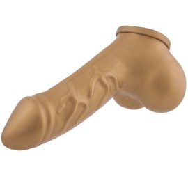 TOYLIE Danny Gold Sleeve Shaft Length: 11.5 cm - Sleeve, Extender, Sleeve with Veining, Scrotum and Pronounced Glans Made of Latex - Made in Germany