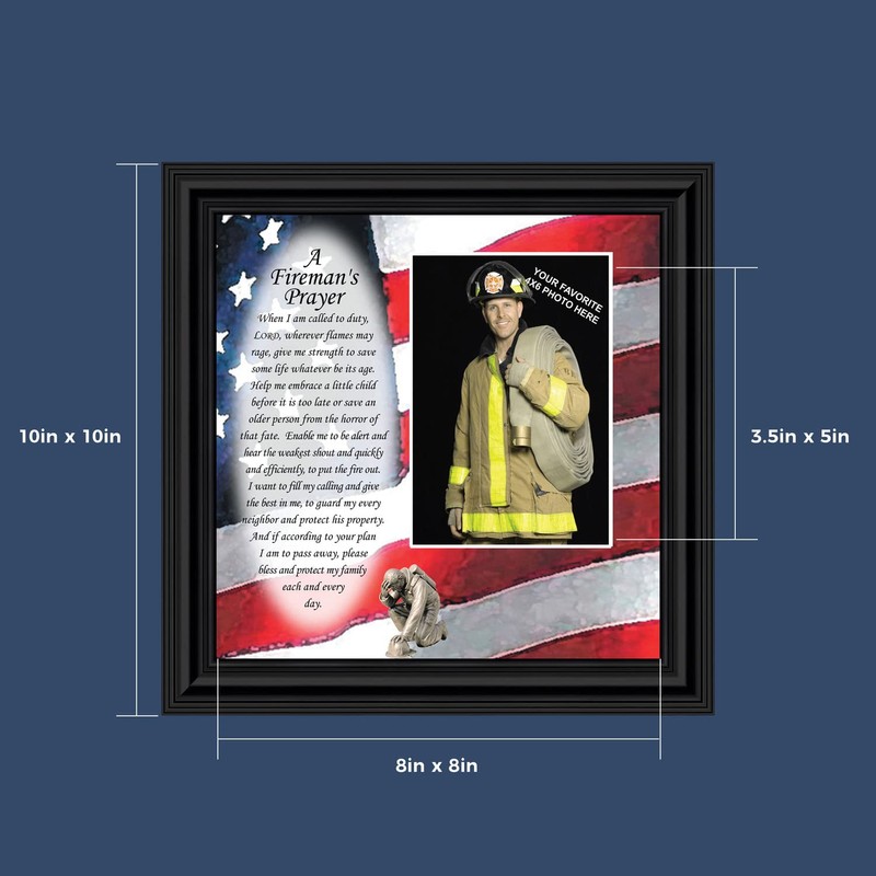 Crossroads Home Décor Fireman’s Prayer Picture Frame, Firefighter Graduation Present,