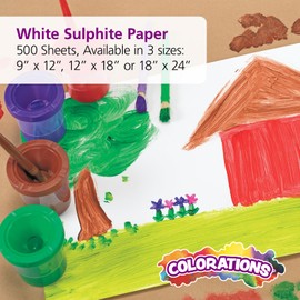 Colorations White Sulphite Paper - 12" x 18", 50 lb., Specialty Paper, School Art Supplies, Art Supplies, Craft Projects, Children, Gift, Classroom, Home, Arts and Crafts, Drawing, Coloring