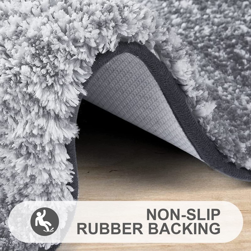 smiry Microfiber Fluffy Shaggy Bath Mat for Bathroom, 40 x