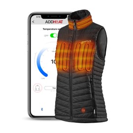 Women's Heated Vest with Battery Included - 4 Warming Zones, Bluetooth App Control, Outdoor Insulated Puffer (L, Black)