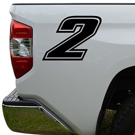 Racing Race Number 2 Two Style 4 Die Cut Vinyl Decal Sticker For Go Kart Car Truck Motorcycle Window Bumper Wall Decor Size- [3 inch/8 cm] Tall Color- Matte Black