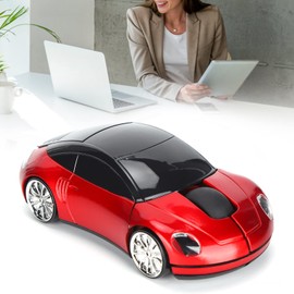 Fussbudget 2.4G Cordless Car Shaped Mouse, Portable Optical Wireless Car Mouse with USB Receiver For Office Computer Tablet (Red)
