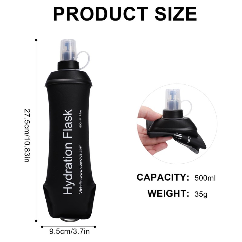 500 ml Soft Flask Foldable Running Water Bottle TPU Handheld