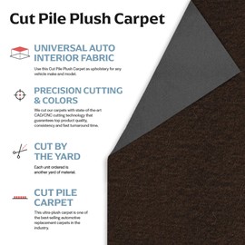Newark Auto Automotive Cut Pile Plush Carpet, Car Upholstery for Floor Mats, Trunk, Dashboard, Speaker Box, Door Panel, Replacement Carpeting for Vehicle Interior, Truck, 40”W (Dark Brown)