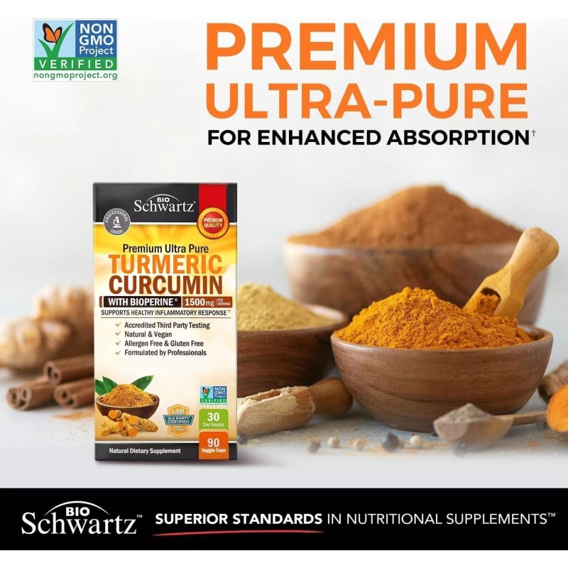 Turmeric Curcumin with Black Pepper Extract 1500mg High Absorption Potent,