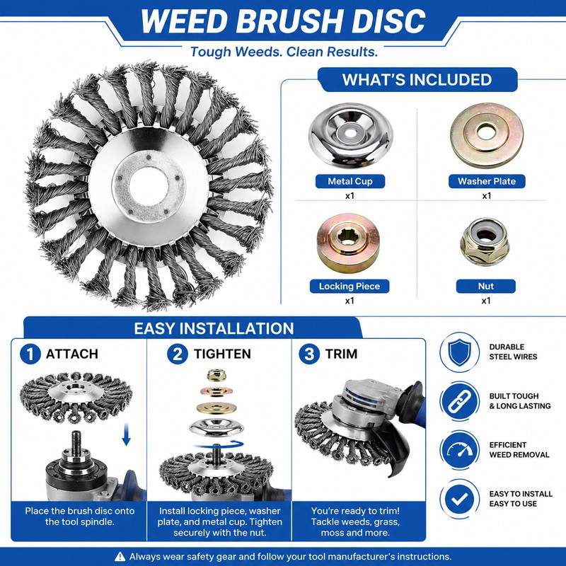 6-Inch Steel Wire Trimmer Brush Head for Weed Removal –