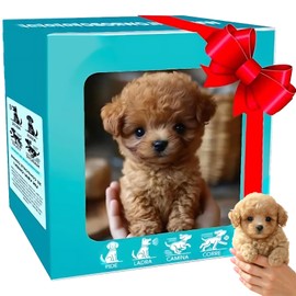 My Realistic Robot Puppy, Realistic Dog, 6.3 * 6.3 INCH Gift Box Style Brown Realistic Robot Puppy with Soft Fur, Perfect for Parties and Birthday Gifts or Interactive Fun