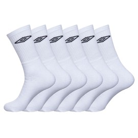 Umbro Calzini Uomo e Donna 39-42, Cotone Set di 6, Bianco