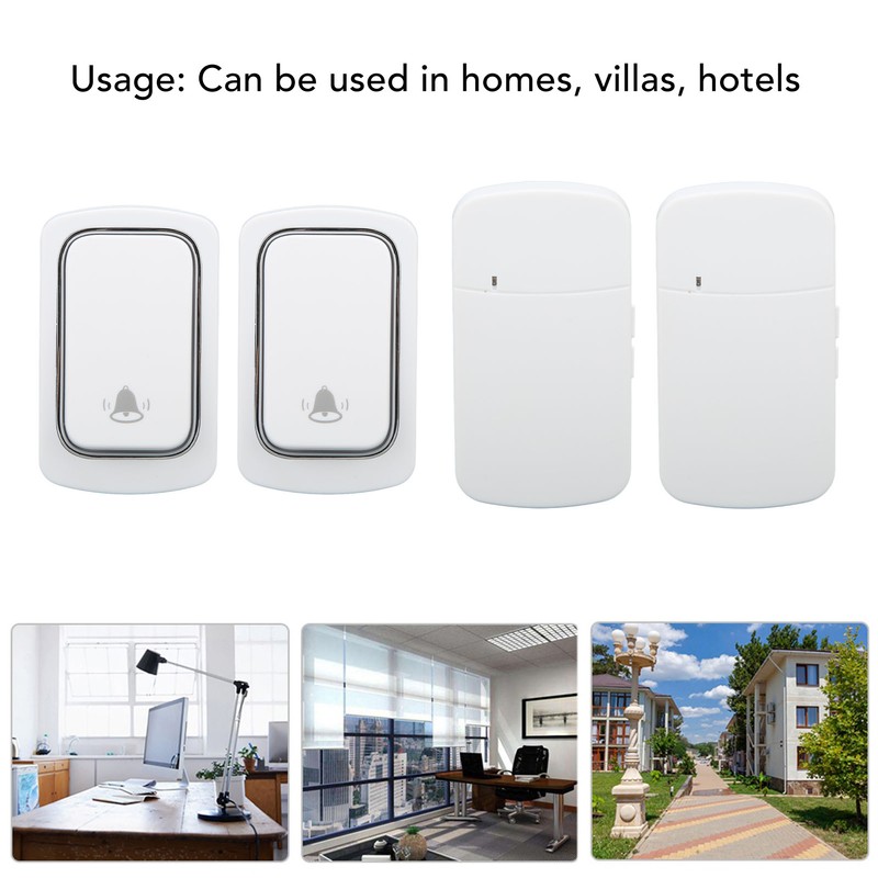 Wireless Doorbell Set Self Powered IP68 Waterproof Long Range Caregiver