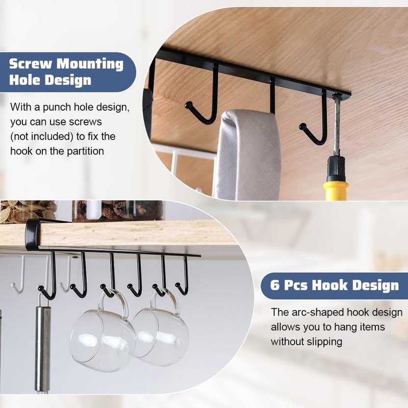 YAANBUNB Vertical Door Hook, Pack of 2 Cup Holders, Cups,