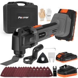 Fexrror Cordless Oscillating Tool, 20V Oscillating Multi Tool with 2000mAh Battery, 8000-19000RPM, 6 Variable Speed, Dust Port, 3.2° Oscillating Angle, LED Light, Carrying Case for Cutting, Sanding