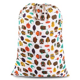 Sanlykate Extra Large Laundry Bag with Drawstring Closure and Handle, 28 x 40 Inch Heavy Duty Travel Dirty Clothes Bag for Laundromat and Household, Owl