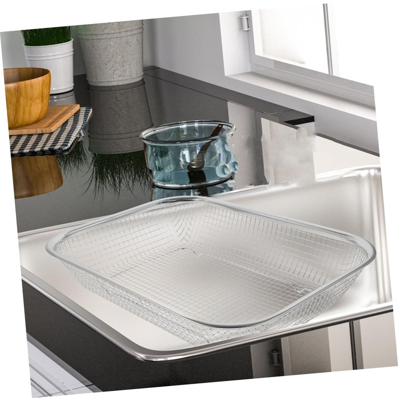 BIUDECO 2pcs Stainless Steel Drainer Colander: Rectangle Mesh Basket Table