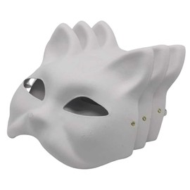 3pcs Cat Masks Therian Masks made of White Paper with Erastic Rubber Band for DIY Painting