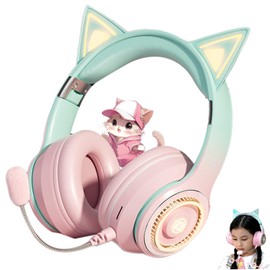 Wireless Headphones, Bluetooth Cat Ears, Headphones, Wired & Wireless, Bluetooth 5.3, Real-Time Listening Function, Children's Headphones, Bluetooth Headphones (74db/85db/94db), Volume Limiting,