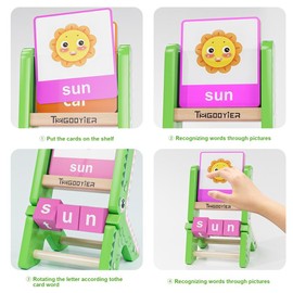 Spelling Word Games CVC Sight Words Wooden Reading Blocks Phonics Flash Cards Learning Writing Reading Montessori Toys