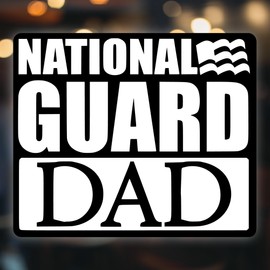 National Guard Dad Flag Vinyl Decal Sticker – Peel & Stick Design – Cars, Trucks, Vans, Walls, Laptops, Cups – 5.5x4.5 Inches White on Black (KCD1713)