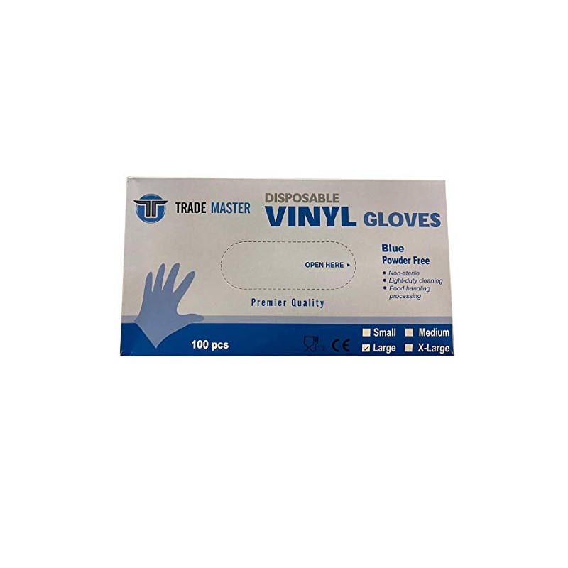 Triplast Blue Vinyl Powder Free Gloves | Pack of 100