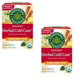 Organic Herbal Cold Care, Providing Soothing Comfort, Warming & Comforting, Elderflower Spice, 16 Tea Bags, Pack of 2