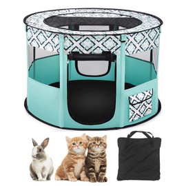 BNOSDM Rabbit Playpen with Zippered Top Portable Cat Play pens Cage Tent Kitten Foldable Pop Up playpen Indoor Outdoor Travel Use Exercise Yard Fence for Rabbits Kittens Cats