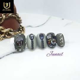 Black Diamond Handmade Nail Tips - Long Stiletto / 블랙다이아 수제네일팁 - 롱스틸레토