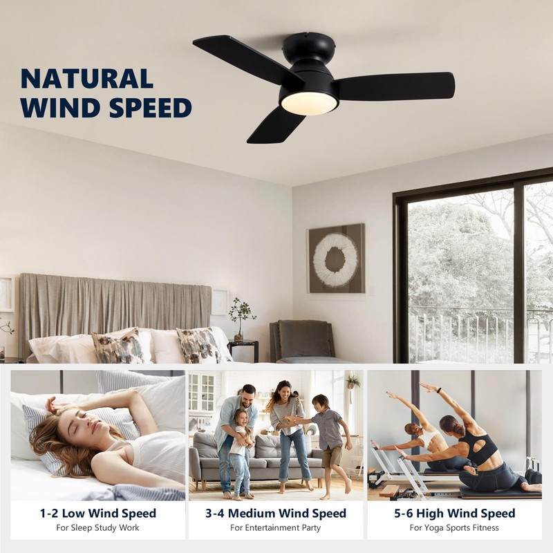 MOOONICHE 32" Ceiling Fan with Light and Remote, Small Quiet