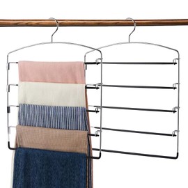 2 Piece Pants Hanger, 5 Tiers, Slack Hanger, Closet Storage, Connector, Non-slip, 360° Rotation, Stainless Steel Hanger, Non-marking Space Saving, Trouser Slacks, Jeans Skirt, Non Slip, Home Storage