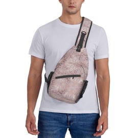 COFEIYISI Leopard Print Sling Bag for Women - Elegant Rose Gold Texture Foil Effect Crossbody Bag - Casual Chest Shoulder Backpack Travel Daypack