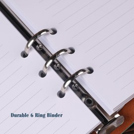 TIEFOSSI A5 Ring Binder with 6 Rings Diary for Women and Men, Hardcover Notebook Made of PU Leather, Compass Vintage Notebooks, College Ruling for School, Work, Travel & Organisation