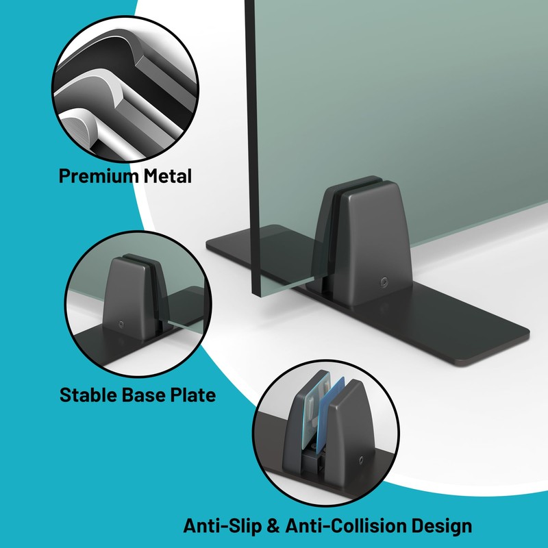 Base Stands for Glass Fireplace Screen, Black Bases for Supporting