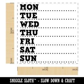 Weekly Days of The Week List Self-Inking Rubber Stamp Ink Stamper - 1 Inch Small - Blue Ink
