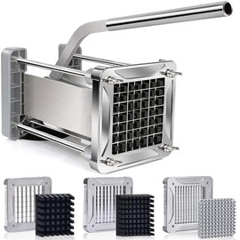 French Fry Cutter, Sopito Professional Potato Cutter Stainless Steel with 1/2-Inch and 1/4-Inch and 3/8-Inch Blade Great for Potatoes Carrots Cucumbers