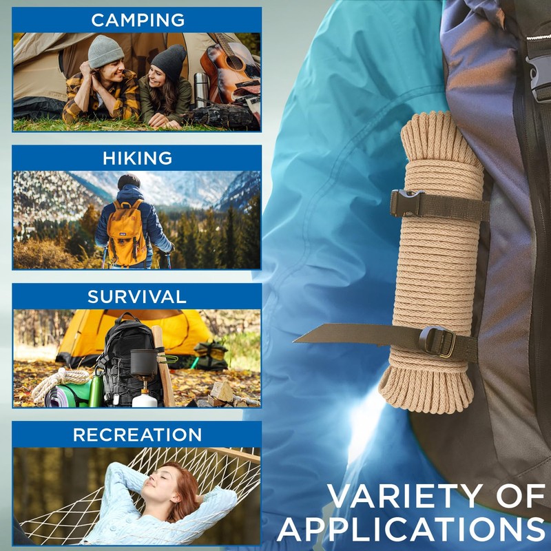 TECEUM Cotton Rope 3/16” (5 mm) – 50 FT –