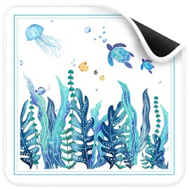 Deyimmei Mahjong Mat for Table - Non-Slip Mahjong Table Cover with Storage Pockets, Perfect Mahjong Accessories & Gifts for Women, Men, and Mahjong Enthusiasts (Underwater Serenade)