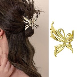 1 Pieces Butterfly Hair Claw Clips Metal Gold Hair Clips for Women- Strong Hold Small Hair Barrette Non Slips Claw Clips for Thin, Thick, or Curly Hair Fashion Hair Accessories for Girls