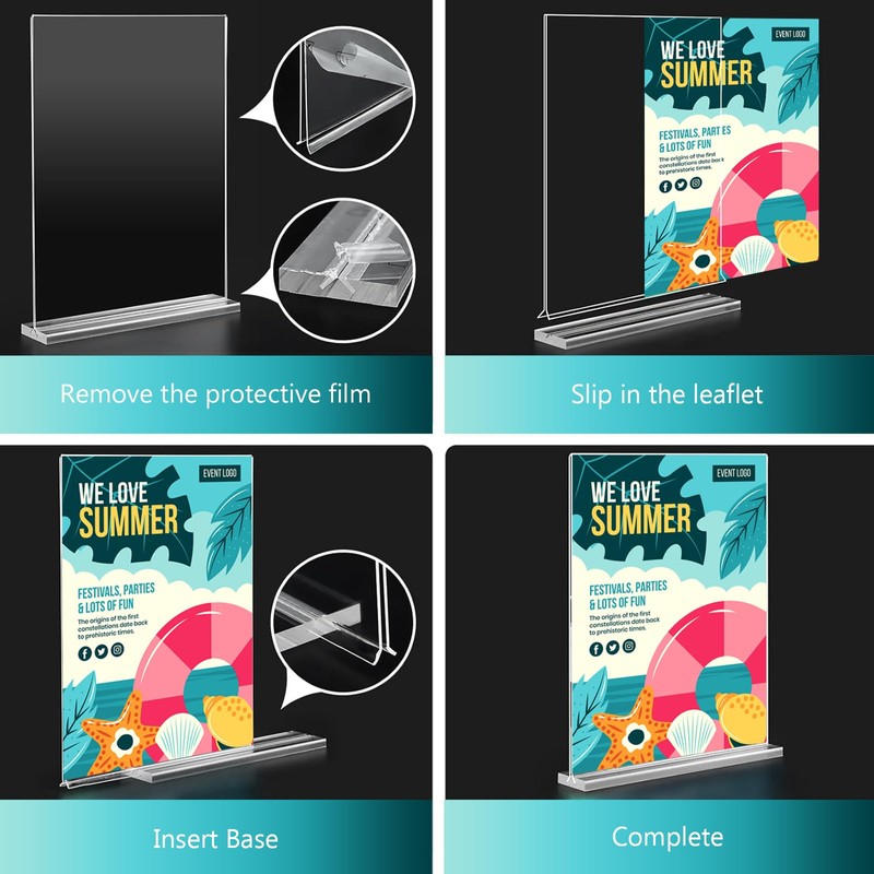 RAYNEAY A4 Acrylic Sign Holder, 2 Pack T-Shape A4 Perspex