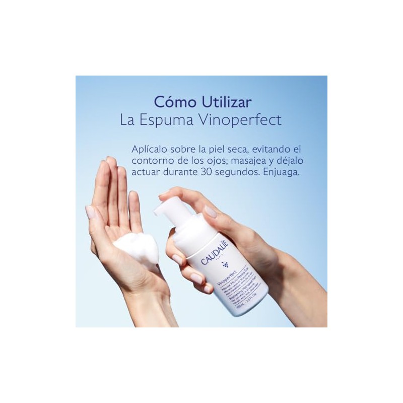 Caudalie Vinoperfect Espuma Micropeeling Facial, Exfolia Suavemente, Aclara y Deja