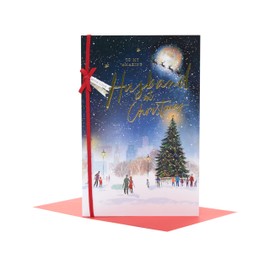 UK Greetings Christmas Card for Husband - Lovely Snow Scene Design