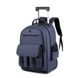 FANDARE Rolling Laptop Backpack Convertible Luggage Backpack with Wheels Travel Daypacks Multi-Functional Carry-On for Business Trip Men Lifestyle Outdoor Urban Waterproof PU Film Backpacks Blue