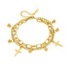 Cross Charm Ball Beaded Chain Link Bracelets for Women Dainty