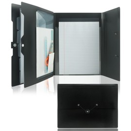 JIMEIQI Accordion File Organizer, 6 Pocket Expanding File Folder with Notebook & Storage Bag, Black Versatile Document Organizer for Letter Size/A4 Paper, Portable Accordion Folder for Office/School