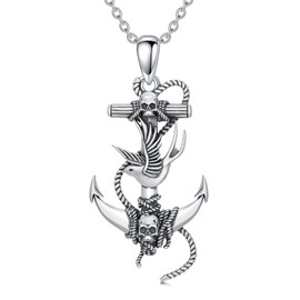 PELOVNY Anchor Necklace 925 Sterling Silver Skull Pendant Dove bird Necklace Nautical Jewelry Christmas Birthday Gifts for Women Men Unisex
